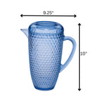 Diamond Cut Unbreakable Plastic Water Pitcher with Lid - Blue or Pink
