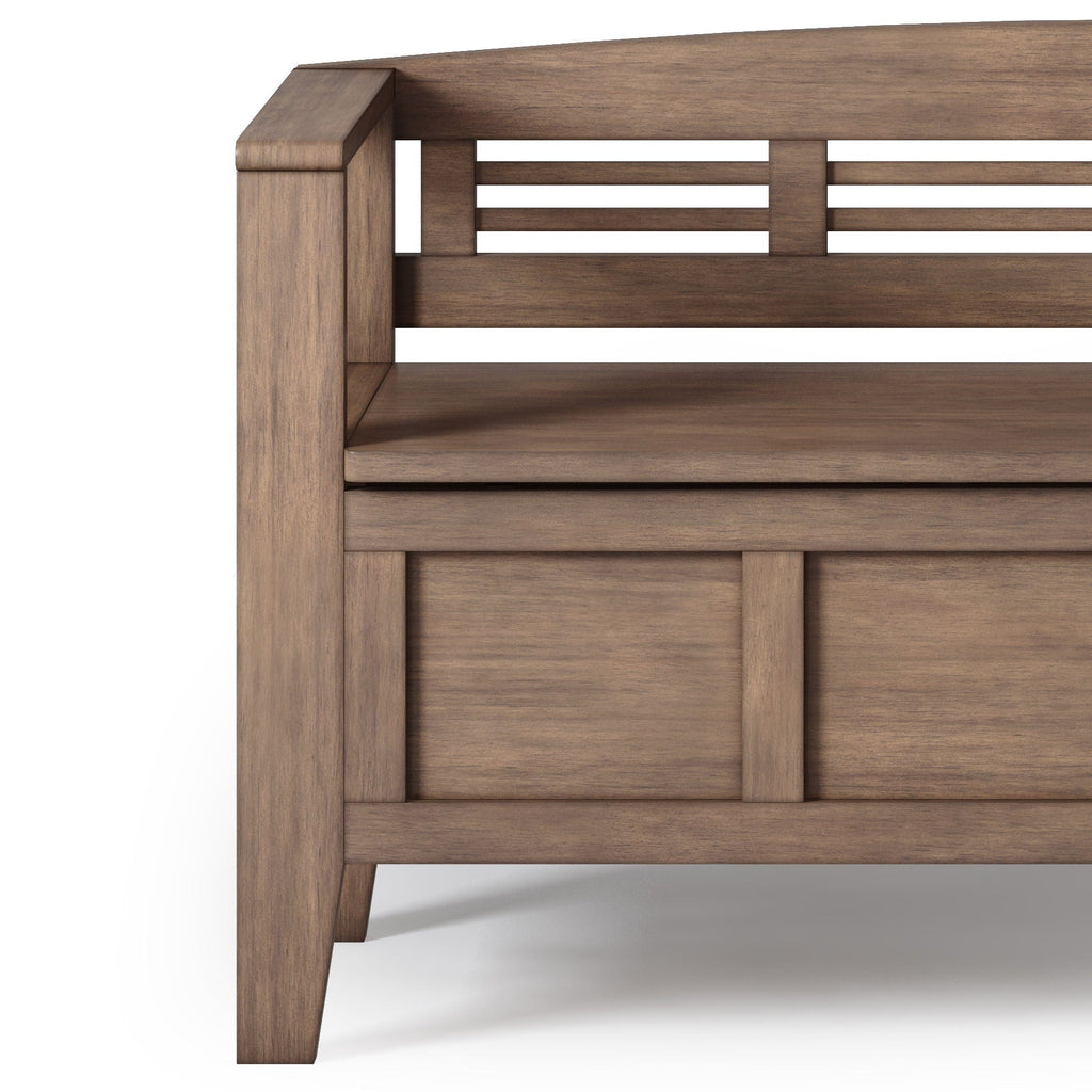 Entryway Storage Bench with Ample Storage Compartments - Rustic Natural Aged Brown