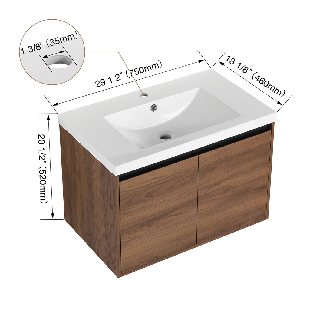Bathroom Vanity Set with Resin Countertop Sink - Dark Brown