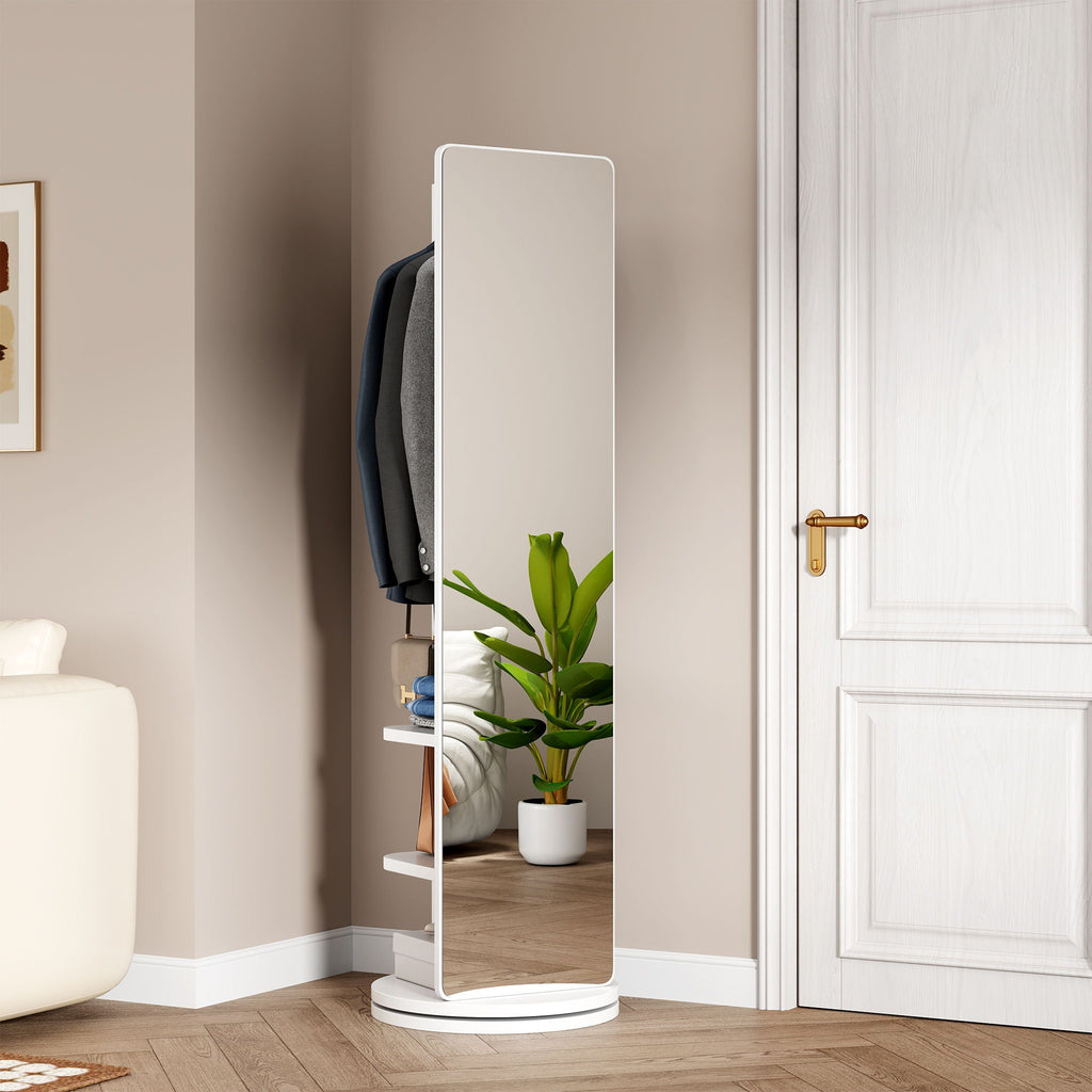 3 In 1 Multifunctional Full-Length Clothing Mirror with Rotating Design - Dark Brown, Black, White, Light Brown