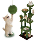 72in Cactus Cat Tree Tower with Transparent Capsule - Green