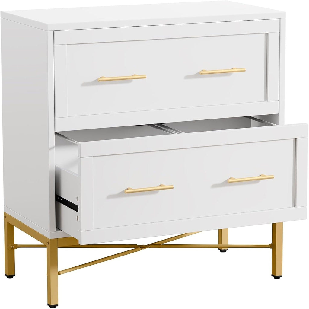 White 2 Drawer Lateral File Cabinet with Anti Tilt Safety