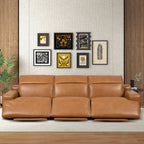 Triple Power Recliner Sofa with Three-Stage Reclining - Tan