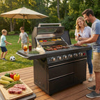 46-Inch 6-Burner Gas Outdoor Grill with LED Controls - Black