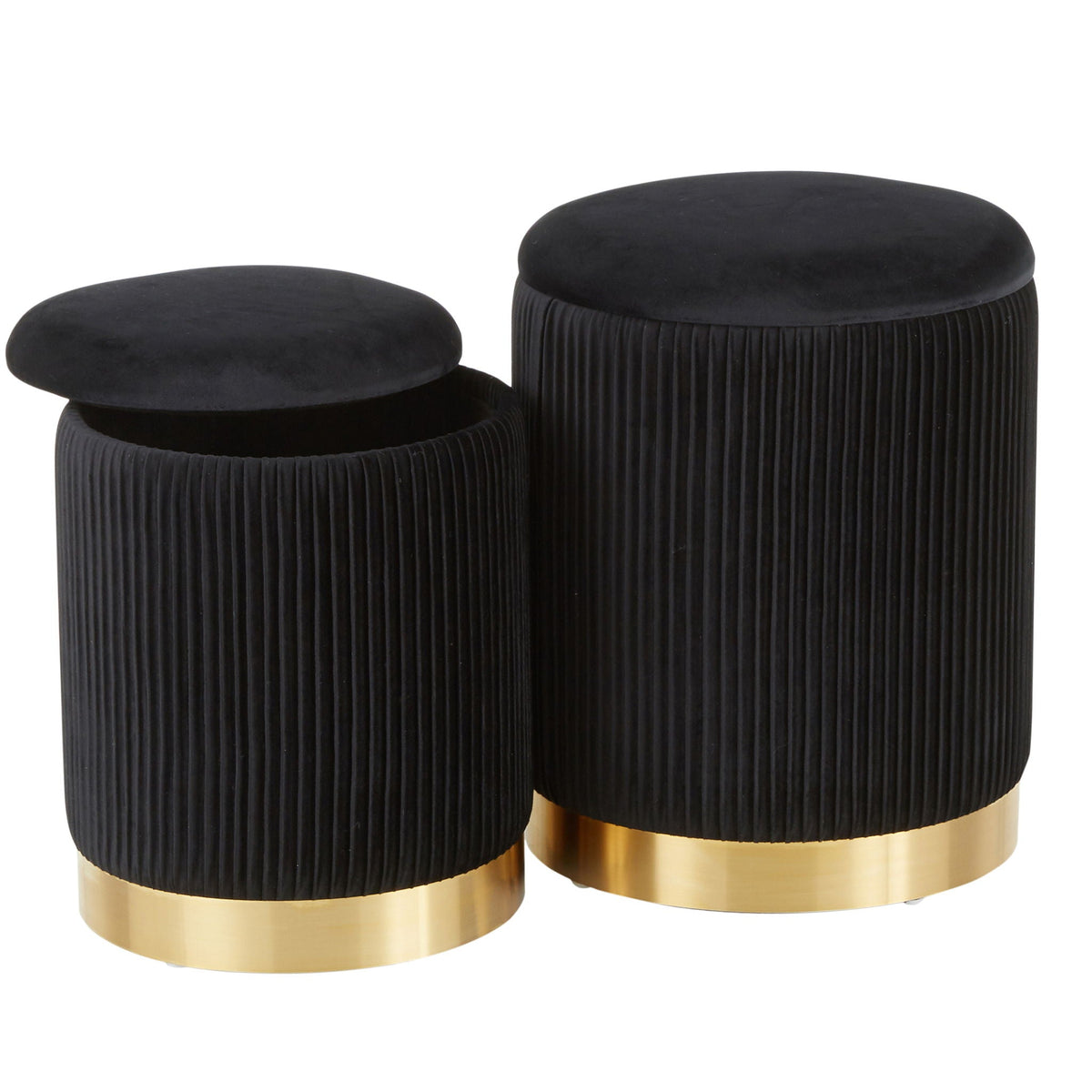 Contemporary Nesting Pleated Ottoman Set with Pleated Upholstery - Multiple Colors