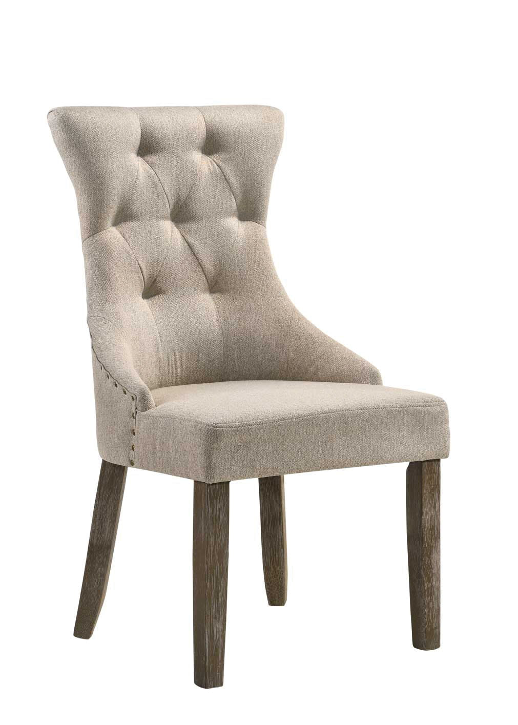 Two Tone Reclaimed Side Chair Set with Padded High-Back - Beige / Gray