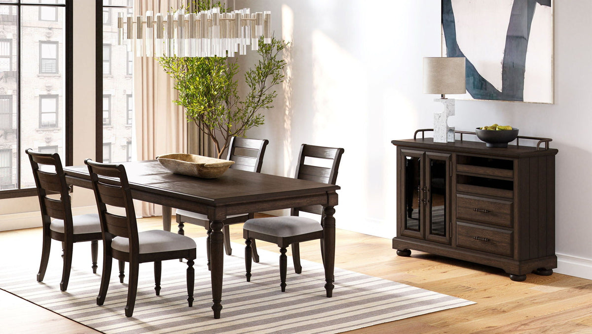 Extendable Dining Table with Expandable Leaf - Coffee