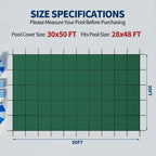 Swimming Pool Safety Cover with Installation Hardware - Green or Blue