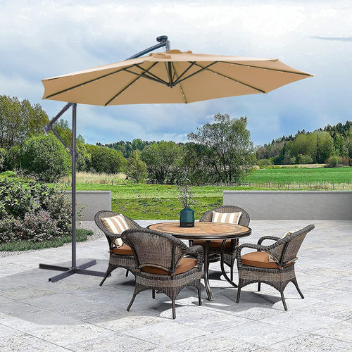 10 ft Cantilever Patio Umbrella with 32 LED Lights - Taupe