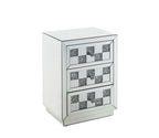 Mirrored Accent Table with Faux Diamond Drawers - Silver