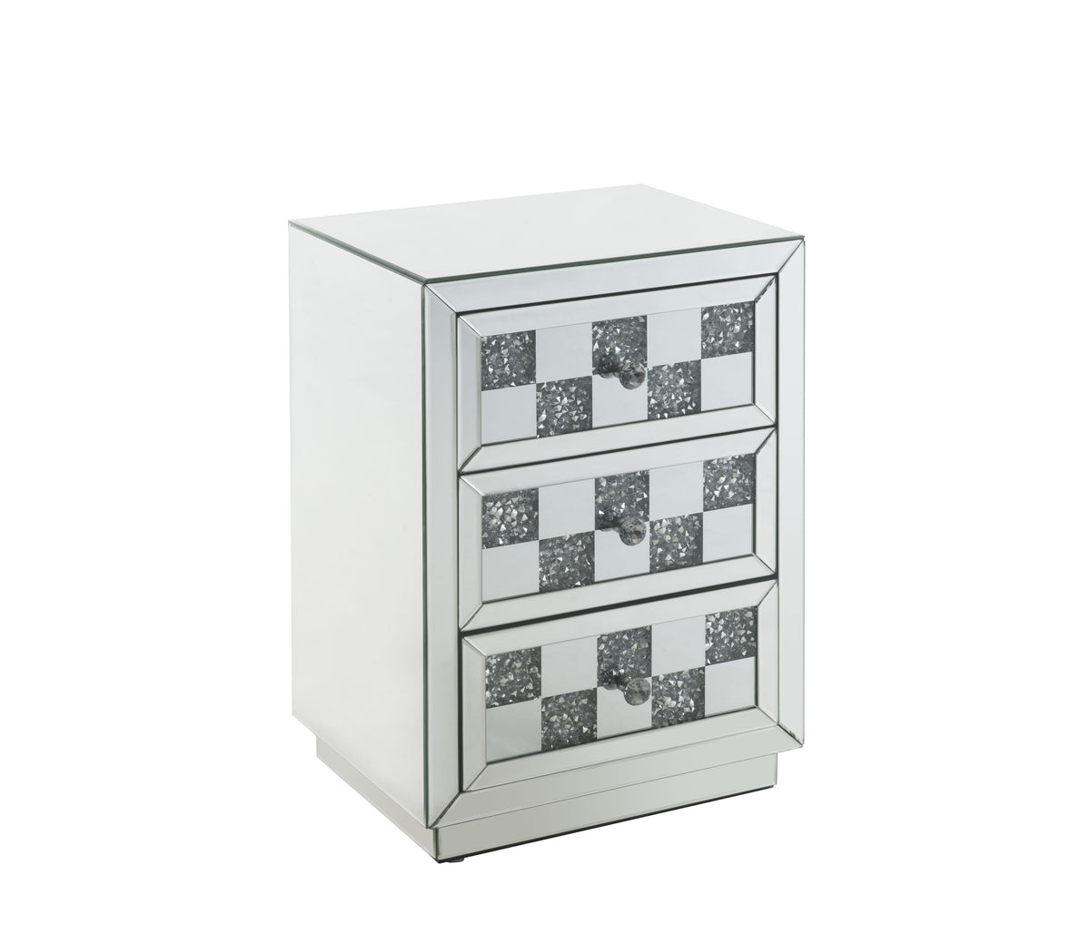 Mirrored Accent Table with Faux Diamond Drawers - Silver
