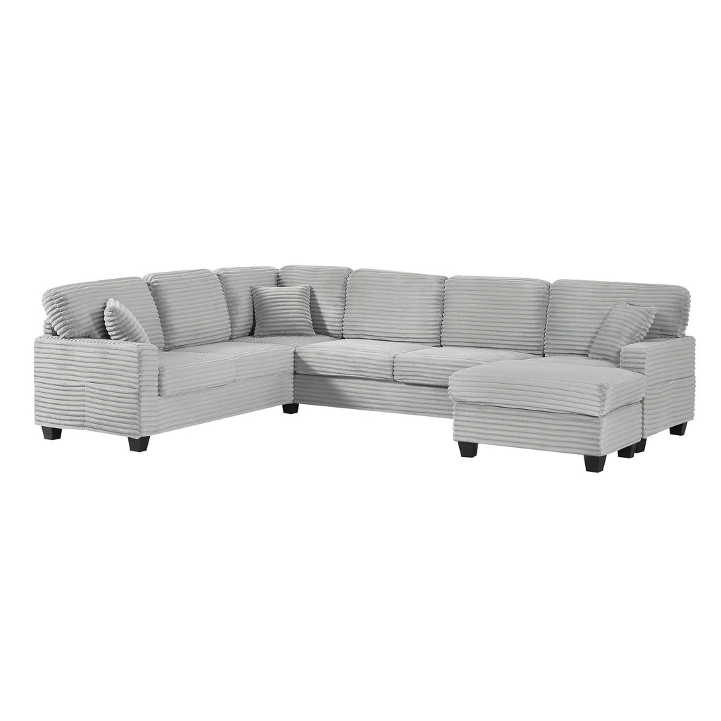 U-Shaped Upholstered Sectional Sofa with Movable Ottoman