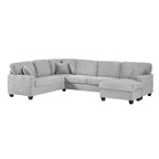 U-Shaped Upholstered Sectional Sofa with Movable Ottoman