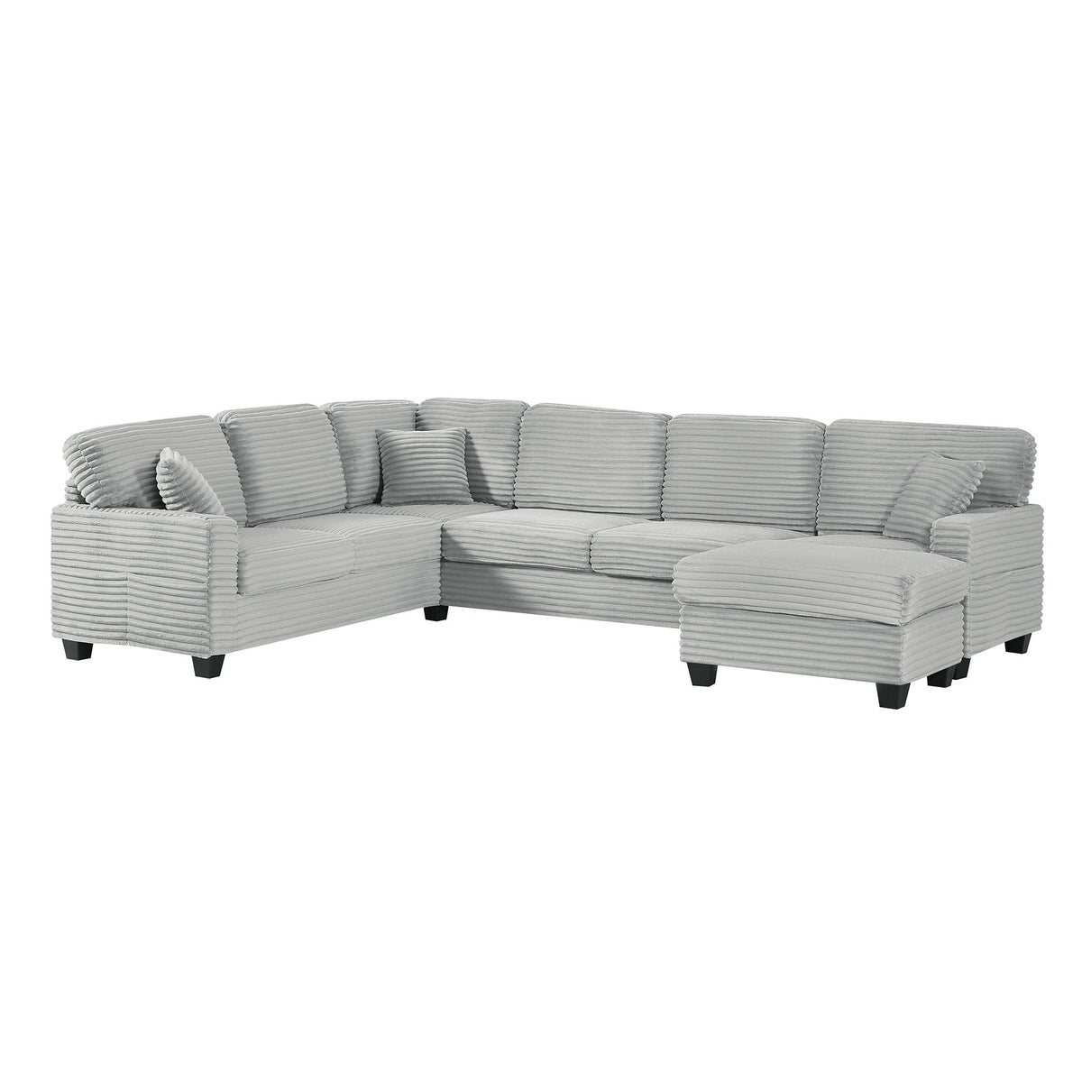 U-Shaped Upholstered Sectional Sofa with Movable Ottoman