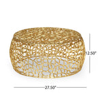 Modern Glam Mesh Coffee Table with Gold Accents and Aluminum Frame