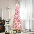 Prelit Snow Flocked Artificial Christmas Tree with LED Lights - Pink, 7.5ft