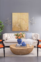 Metal Branch Wall Sculptures with Bird Accents - Silver Multi