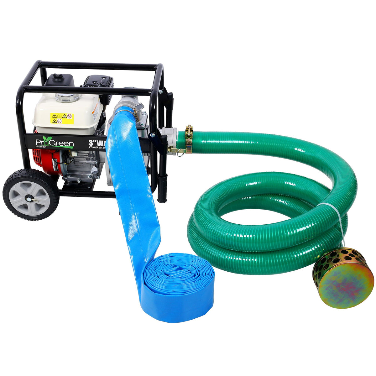 Honda GX160 Engine Water Pump 3" with Accessories Kit and Handle Wheel Kit - Black/Red