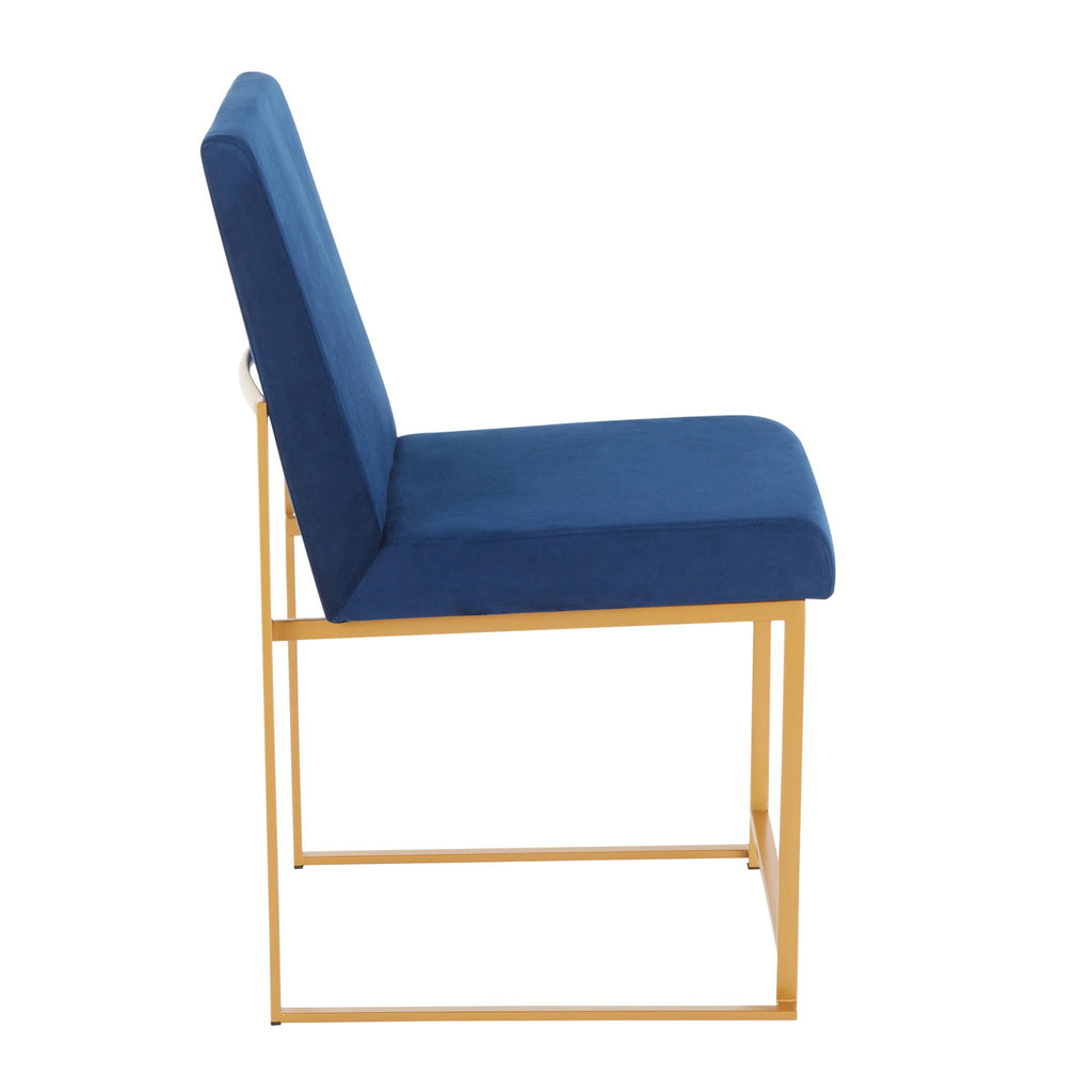 Contemporary High Back Dining Chair Set with Upholstered Seat - Multiple Colors
