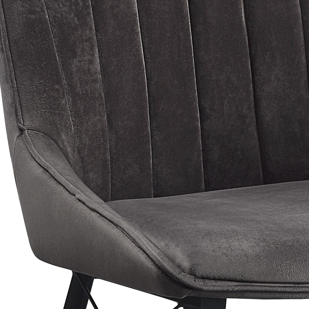 Upholstered Dining Seating with Metal Frame - Channel Tufting - Black or Dark Gray