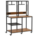 Double 3D Printer Stand with Filament Storage and Lockable Wheels - Black