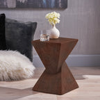 TESS Modern Side Table with Wood-Like Texture - Dark Brown or Light Gray