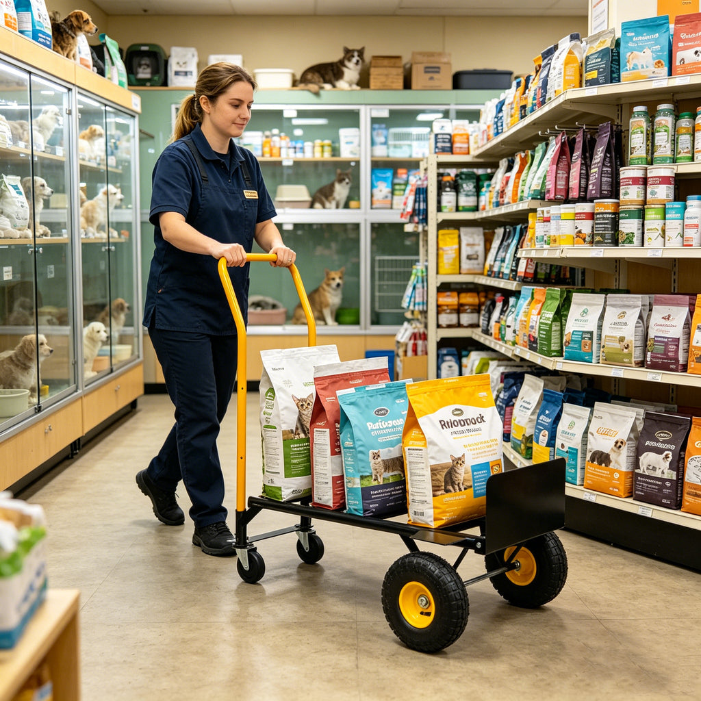 Dual Purpose Hand Truck Cart with Convertible Dolly Design - Black/Yellow