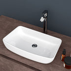 Rectangular Vessel Bathroom Sink with Sleek Modern Design - White