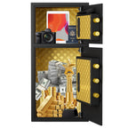 Large Double Door Digital Security Safe with Fireproof and Waterproof Bag - Black