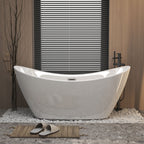 Freestanding Tub with Overflow and Ergonomic Design – White