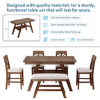 Counter Height 6-Piece Wood Dining Set with Storage Shelf - Walnut