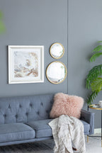 Round Mirror with Iron Frame - Gray