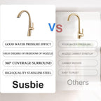 Stainless Steel Pull Out Kitchen Faucet with High Arch Spout - Black or Gold