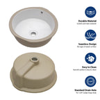 Ceramic Round Undermount Bathroom Sink with Overflow - White