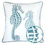 Seahorses Pillow Cover with Matching Back – 20x20 Inch Accent Pillow