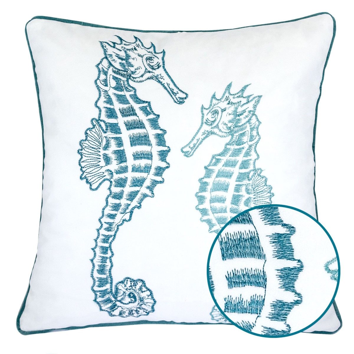 Seahorses Pillow Cover with Matching Back – 20x20 Inch Accent Pillow