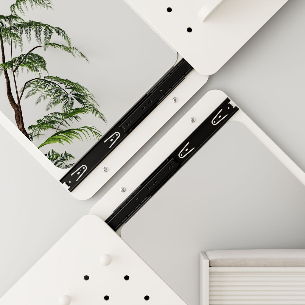 Full Length Wall Mounted Mirror with Shelf and Hook - Dark Brown, White, or Light Brown