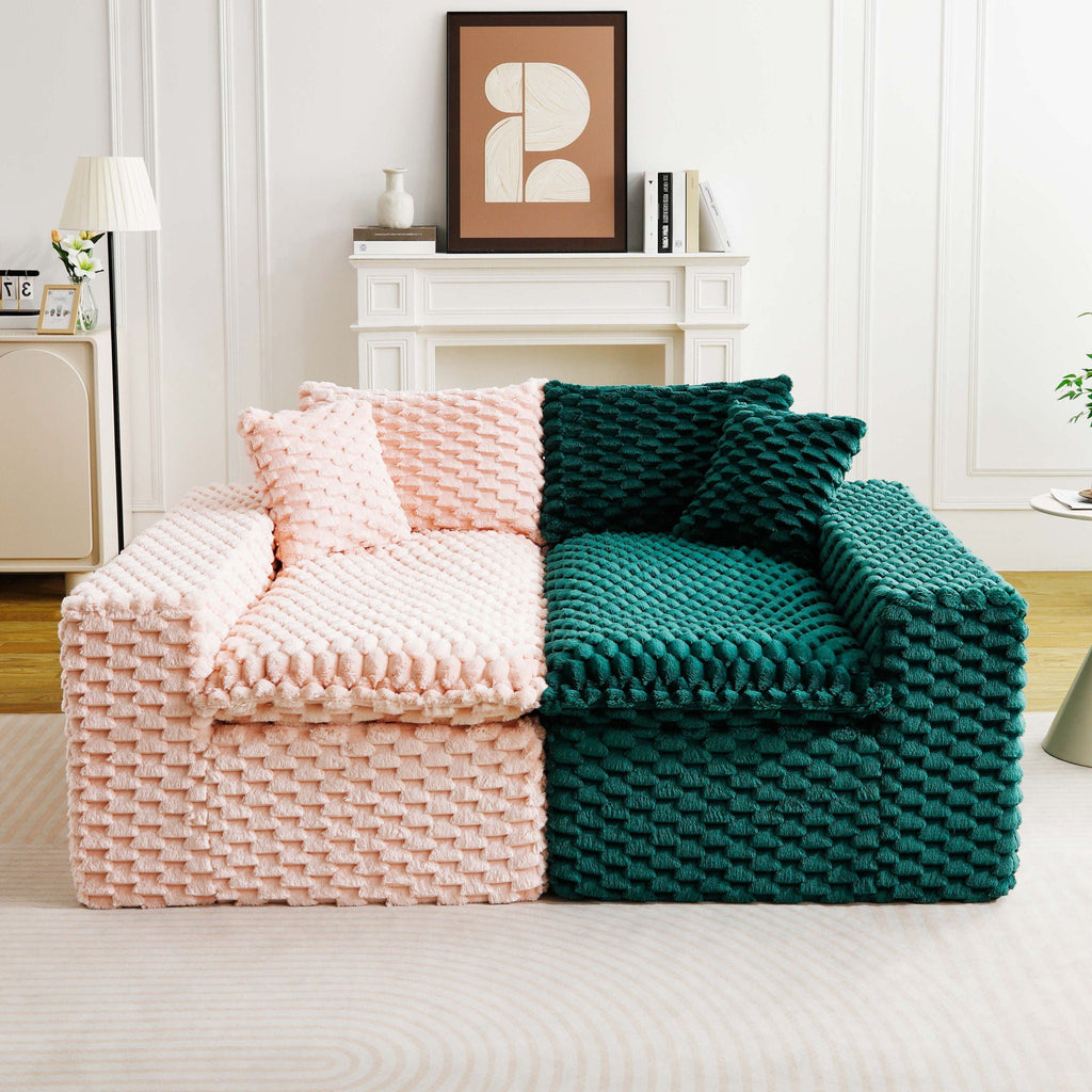Luxury Multifunctional Sofa for Living Room with Adjustable Layout - Black, Dark Green, White, Pink