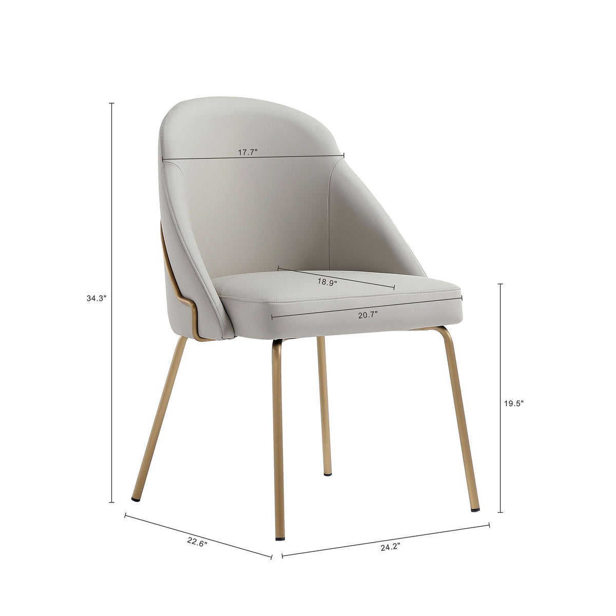 Upholstered Dining Chair with High-Density Foam - Beige, Gray, or White