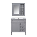 Gray Bathroom Vanity with Ceramic Sink, Storage Cabinet & Mirror