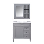 Gray Bathroom Vanity with Ceramic Sink, Storage Cabinet & Mirror