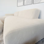 High-Quality Microfiber Sectional Sofa with Deep Seating - Beige or Dark Green