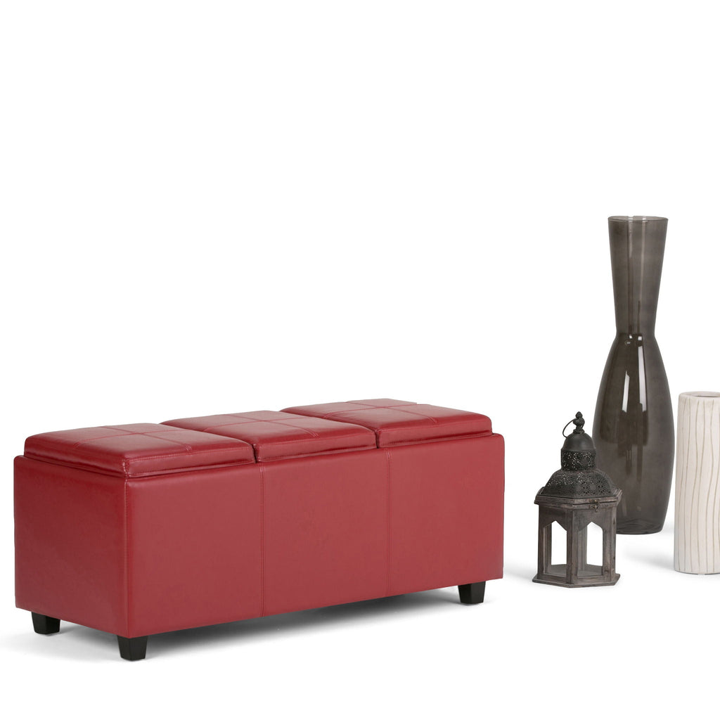 Avalon Upholstered Storage Ottoman with Flip-Over Serving Trays - Multiple Colors