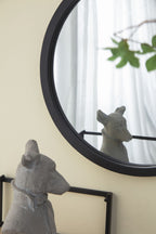 Circle Wall Mirror with Wooden Frame - Black, Light Brown, Dark Brown