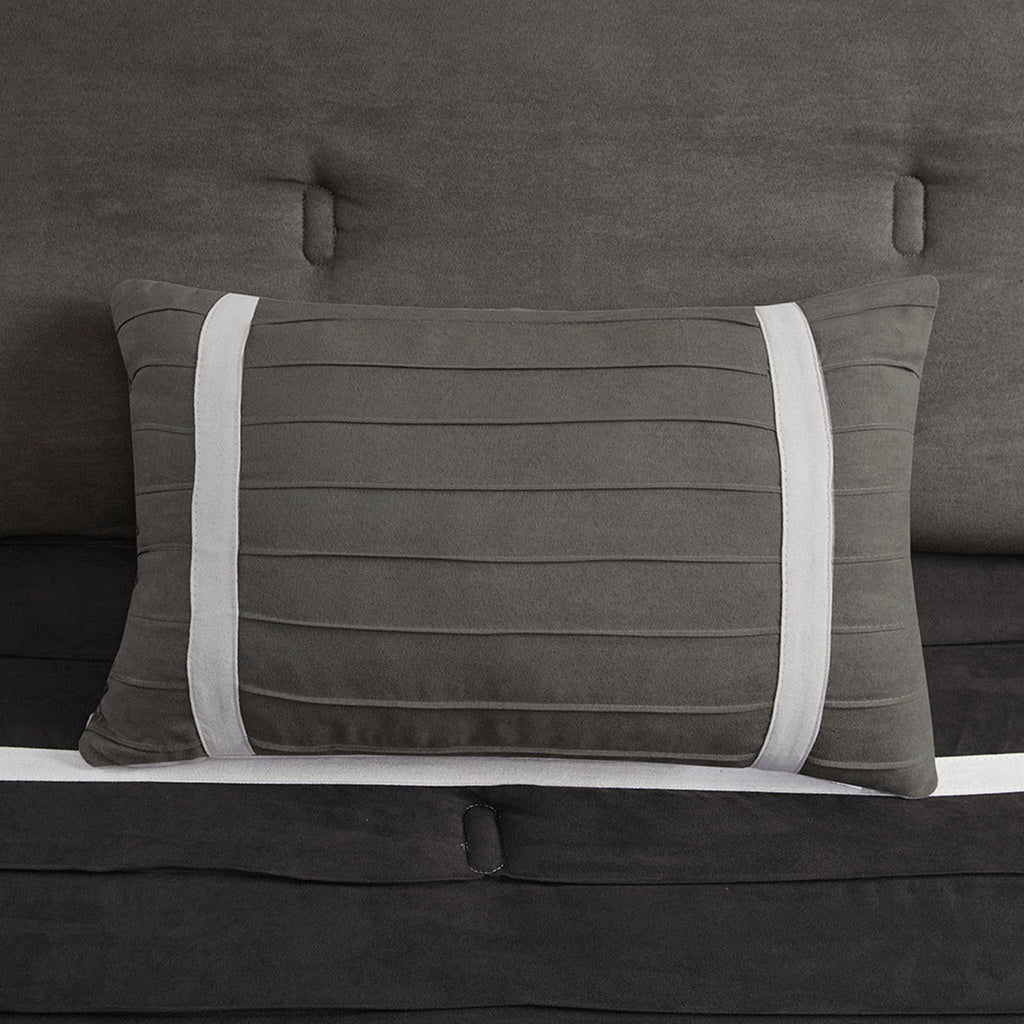 7 Piece Faux Suede Comforter Set - Black - King