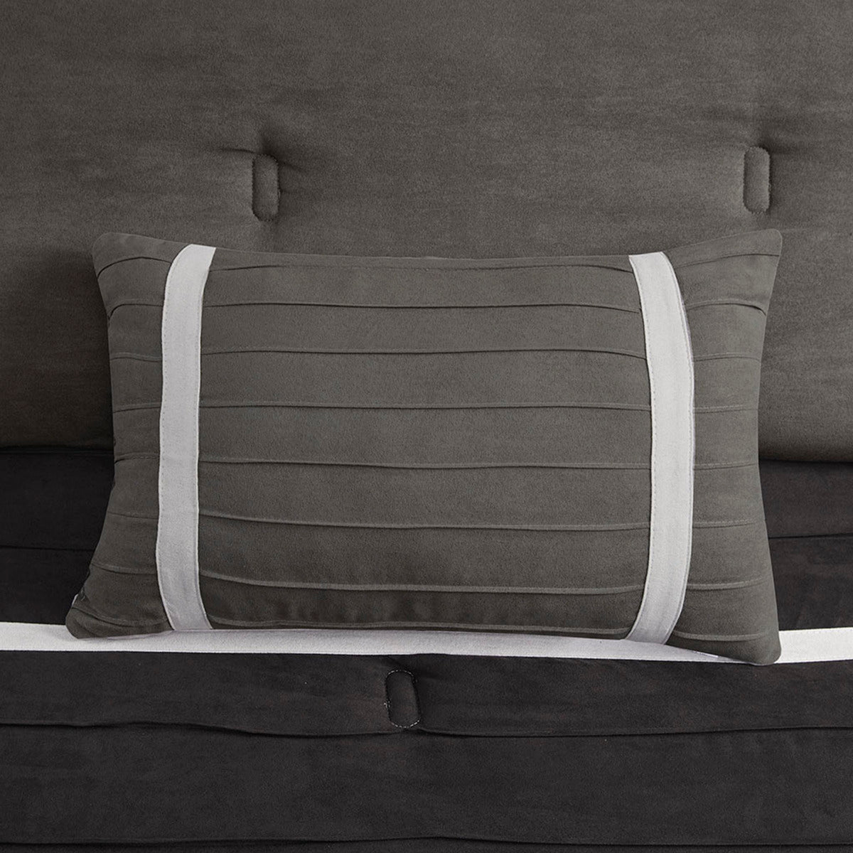 7 Piece Faux Suede Comforter Set - Black - King