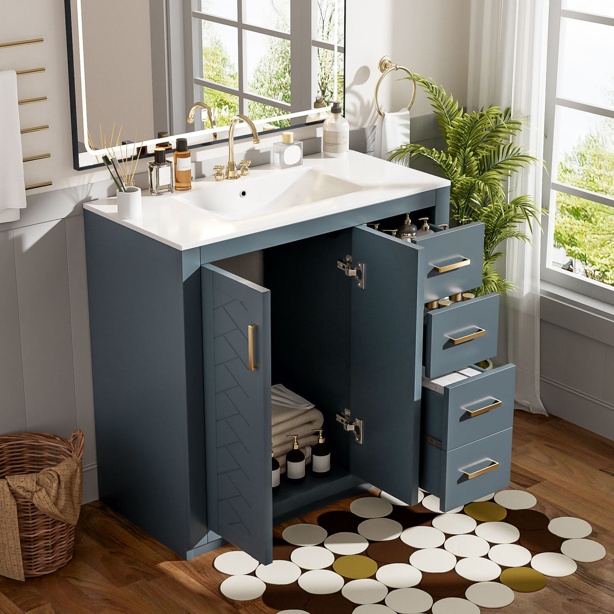 Bathroom Vanity With Sink Combo, Storage Cabinet, Freestanding Set