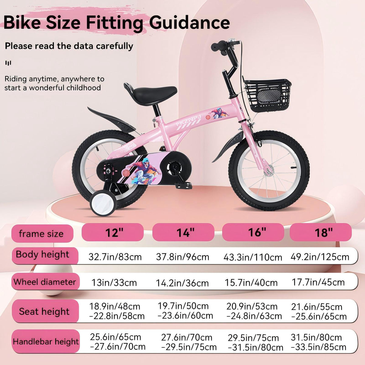 16-Inch Sporty Kids Cruiser Bike with Training Wheels - Green or Pink