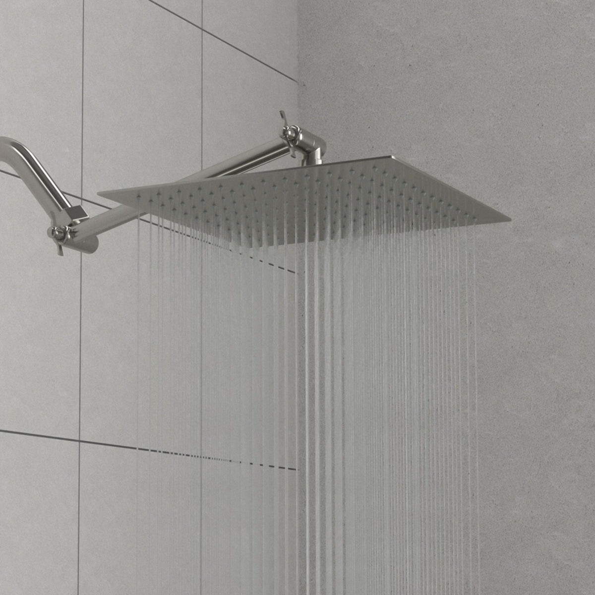 Luxury Rain Shower Head with Adjustable Arm - Brushed Nickel