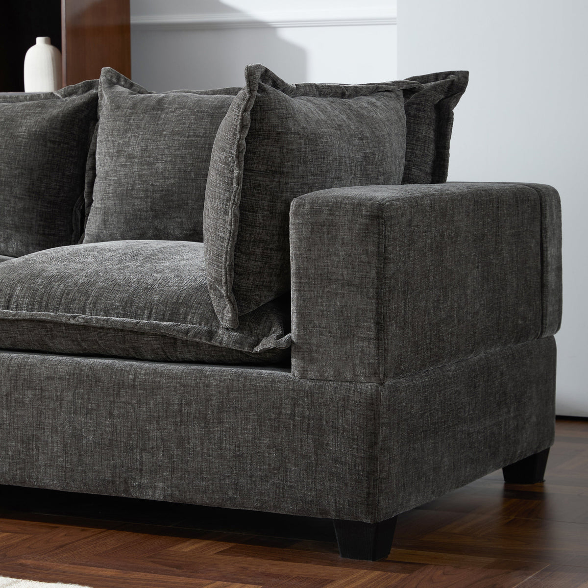 Modular Sectional Sofa with Movable Storage Ottoman - Chenille